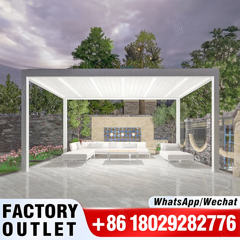 3x3 3x4 4x3 4x4 4x5 4x6 6x3 6x4 6x5 6x6m Modern Garden Outdoor Aluminum Louvered Pergola Pavilion Gazebo Pergole Pergula Pergola