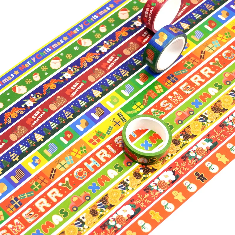 Washi Tape Rolls - 12 Rolls Of Vintage Christmas Tree