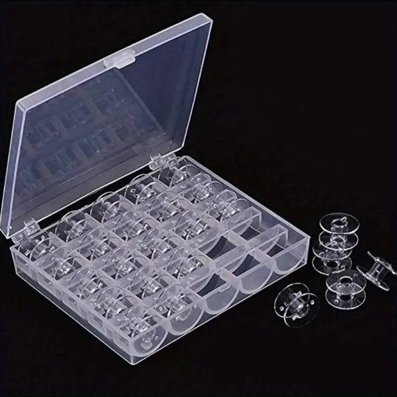 1 Stück 25-Fächer Transparente Nähgarnbox, Kunststoff-Organizer mit Deckel für Nähzubehör & Accessoires
