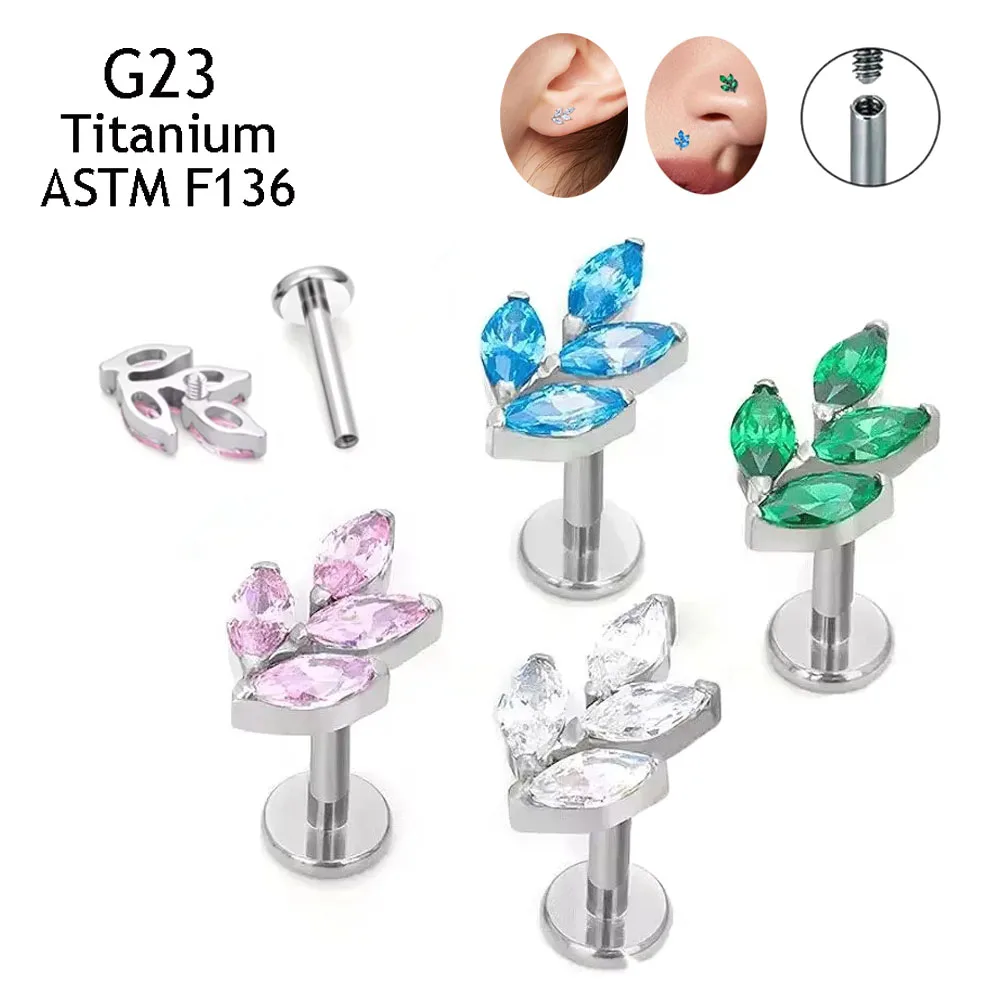 

Sexy G23 Titanium Zircon Stud Earrings for Lips Nose Ring Earlobes and Cartilage Click-on Piercing Body Jewelry for Women