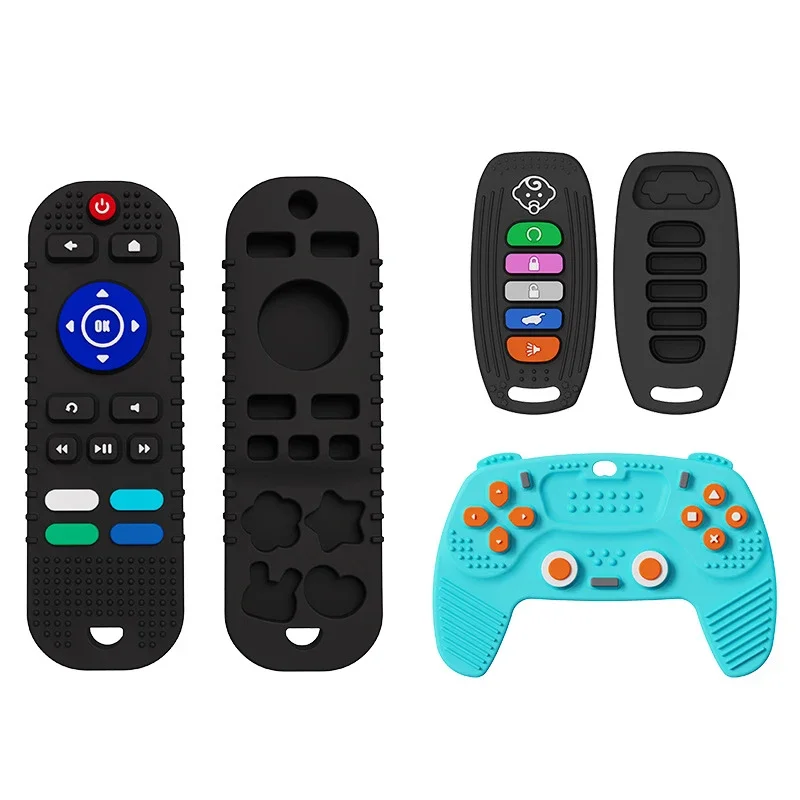 Safe Silicone Baby Teether TV Remote Control Shape Teether Rodent Gum Pain Relief Teething Toy Kids Sensory Educational Toy