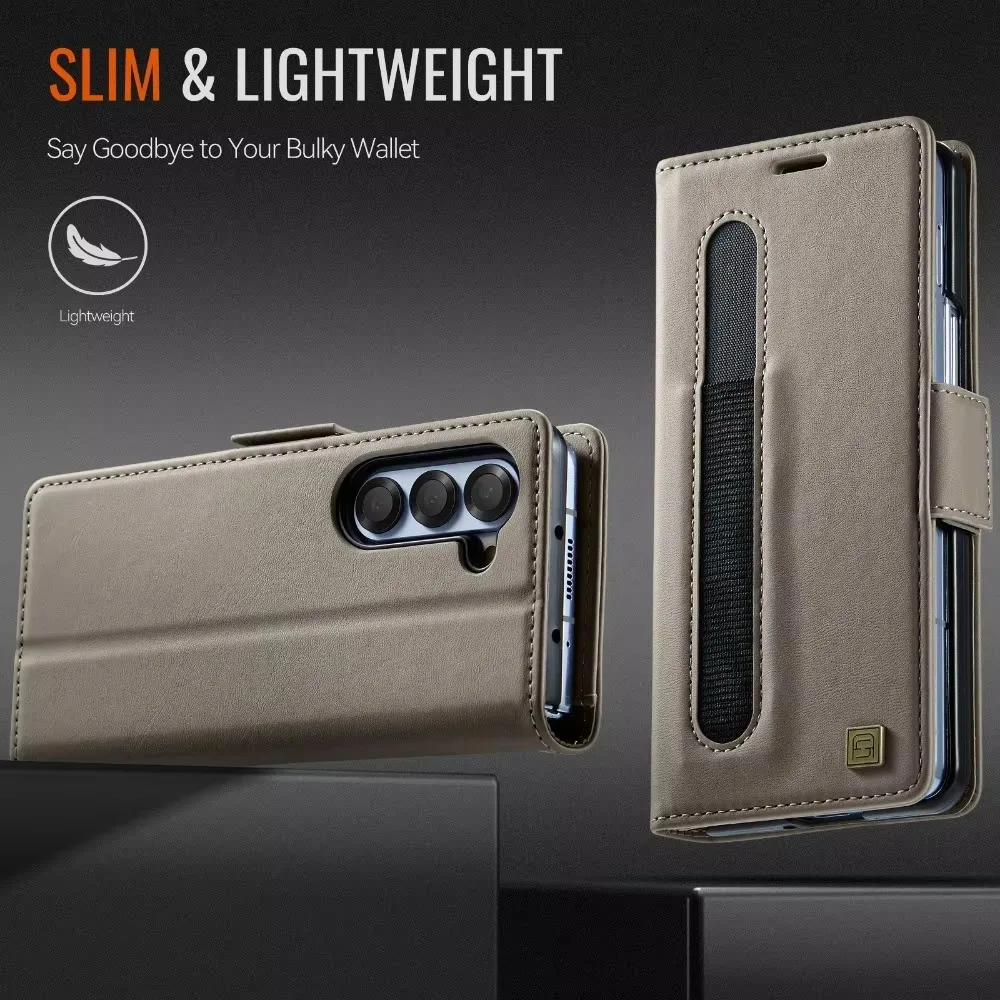 Flip Wallet mit Stifthalter Leder Handyhülle für Samsung Galaxy Z Fold 7 6 5 Fold6 Fold5 RFID Blocking Crad Slot Holder Cover