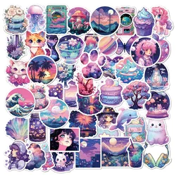 10/30/50PCS Fantasy Purple Cute Cartoon Stickers fai da te Laptop bagagli Skateboard Graffiti decalcomanie divertimento per il regalo del bambino