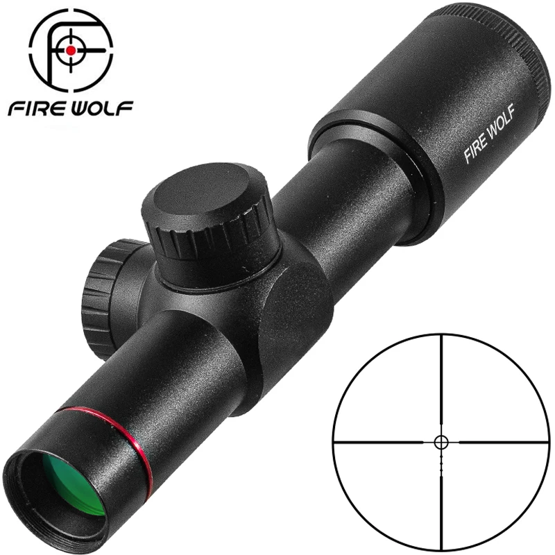 

FIRE WOLF Tactical AK47 AK74 AR15 4.5x20 Mil-Dot Riflescope Hunting Red Illuminated Riflescope With Flip-open Lens Caps and Ring