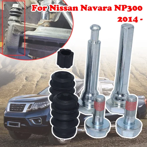 Imagen 1 del producto Kit de pernos de pasadores guía deslizantes de pinza de freno trasero para Nissan Navara NP300 2014 tambores, pieza de buje de manga de fuelle de carcasa 113-1473X