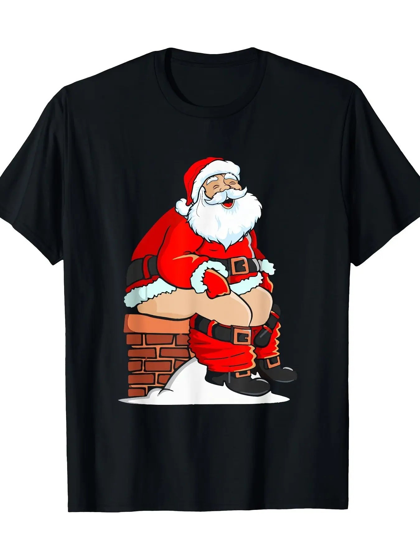 

Santa Claus Pooping in the Chimney Christmas Toilet Walking T-Shirt - 100% Cotton 220g