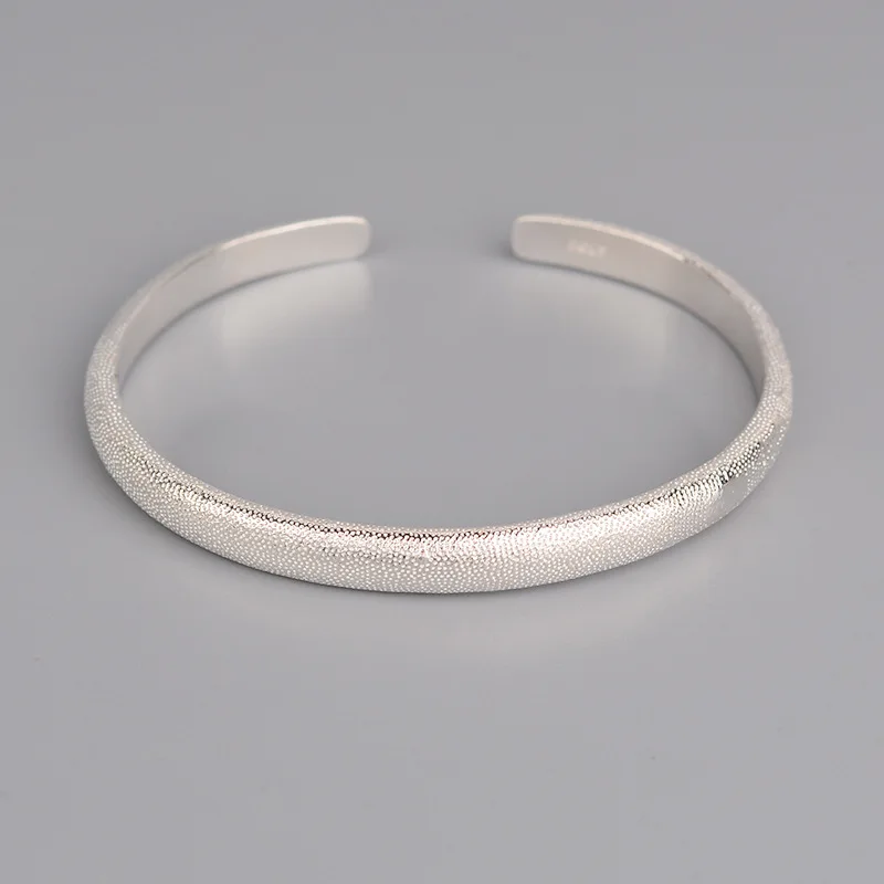 

925 Sterling Silver Hiphop Thick Sparling Bracelet for Women Men Lover Adjustable Vintage Handmade Hasp Bangles Birthday Gift