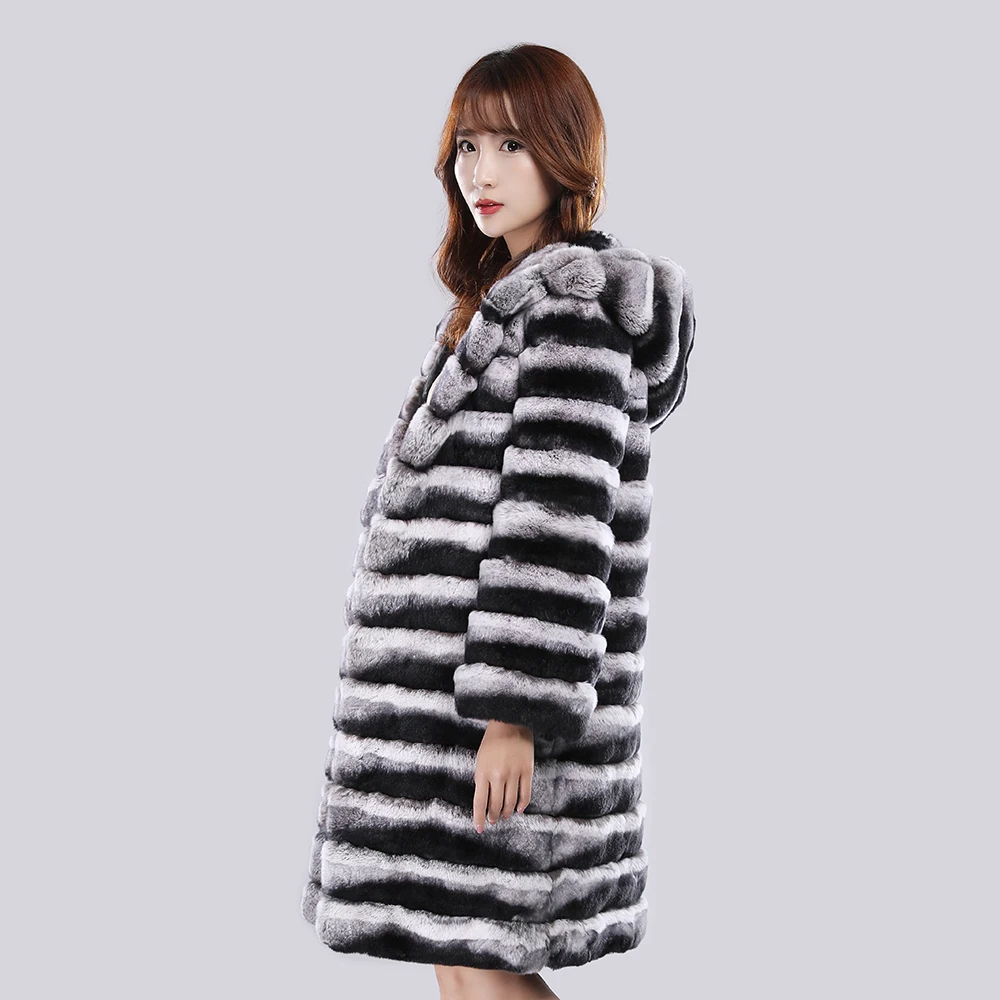 New Rabbit Fur Coat With Hood Women's Winter Coat 2025 Real Rex Rabbit Fur Coat Women Real Hot Selling Style Women's Clothing