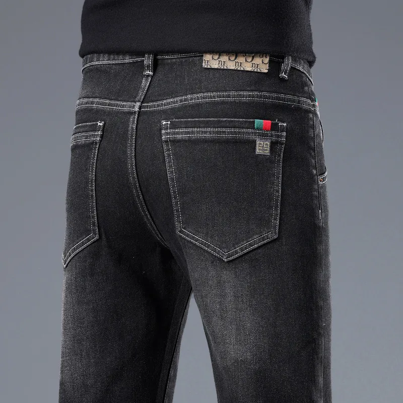 

New Town Guangzhou Men's Spring Style Casual Straight Leg Jeans Elastic Hong Kong High End Thirteen Rows All-Match Long Pants