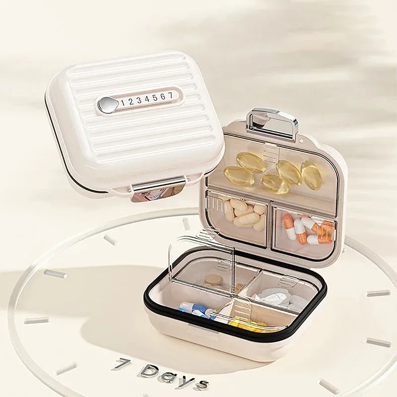 7 Grids Mini Portable Pill Box Weekly Medicine Vitamin Storage Organizer Travel Tablets Sealed Box Pills Case Container