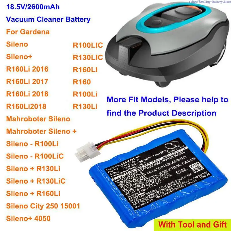 Cameron Sino 2600mAh Battery for Gardena R100Li, R130Li, R160Li 2016/2017/2018,Mahroboter Sileno, Sileno +,R100LIC,R130LIC,