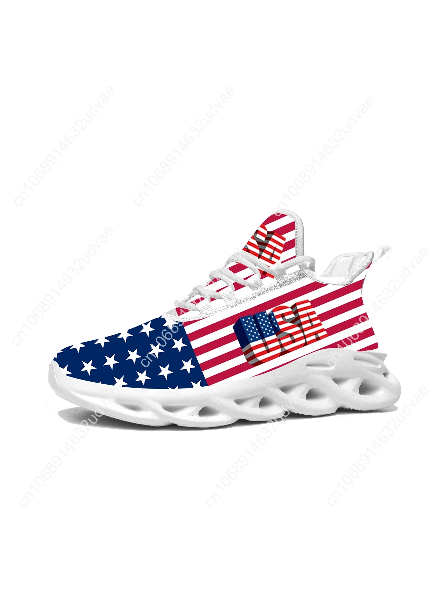 

USA Flag America Red Blue White Shoes Flats Sneakers Mens Womens Sports Running Sneaker Lace Up Mesh Footwear Custom Made Shoe