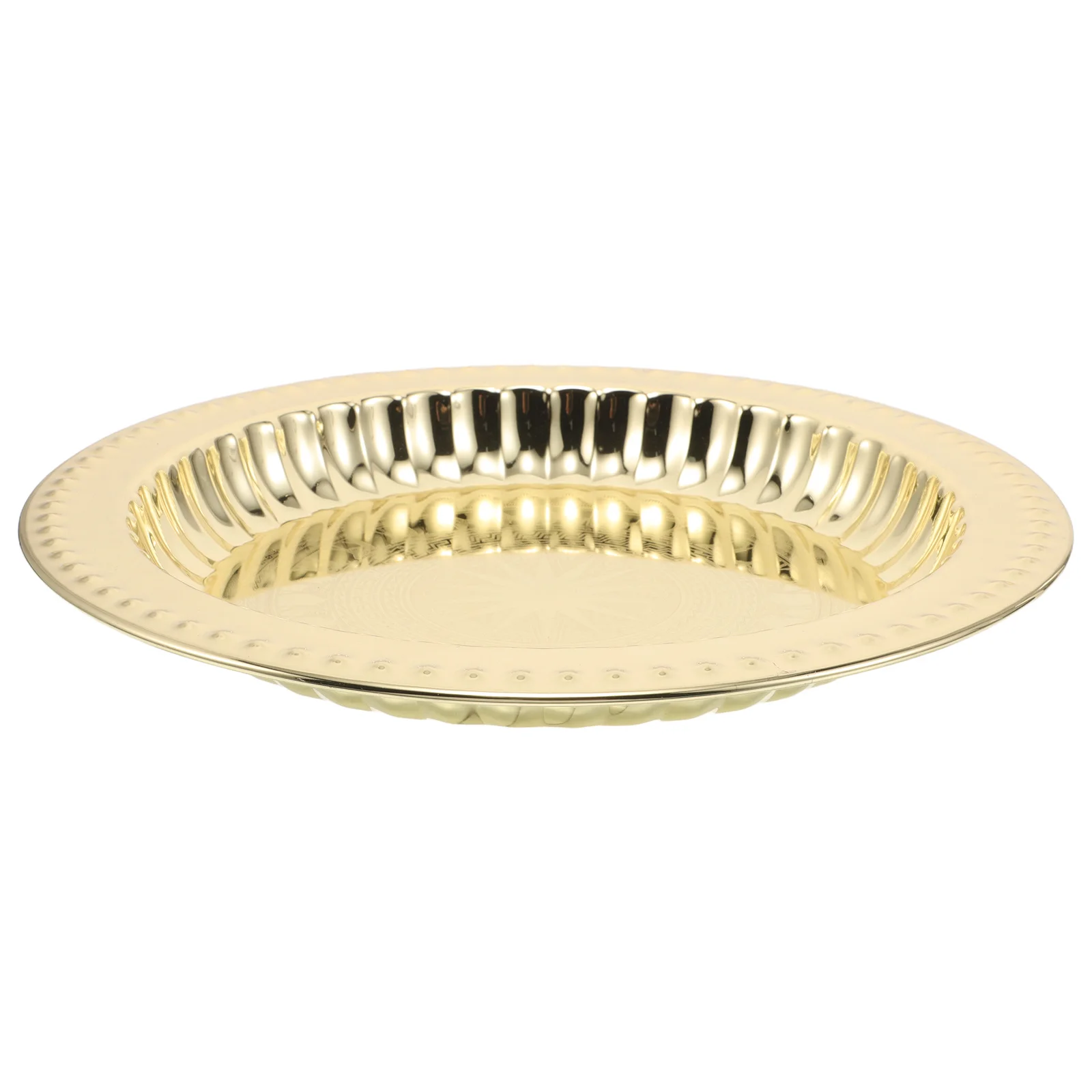 

Embossed Stainless Steel Dinner Plate Heavy Duty Scratch Resistant Modern Design Elegant Serving Tray for Home Restaurant