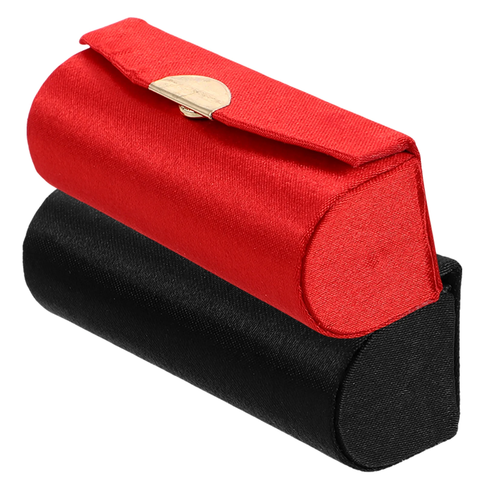 

2Pcs Portable Lipstick Box with Mirror Vintage Silk Design for on-The-Go Touch-Ups Travel Makeup Case Purse Storage