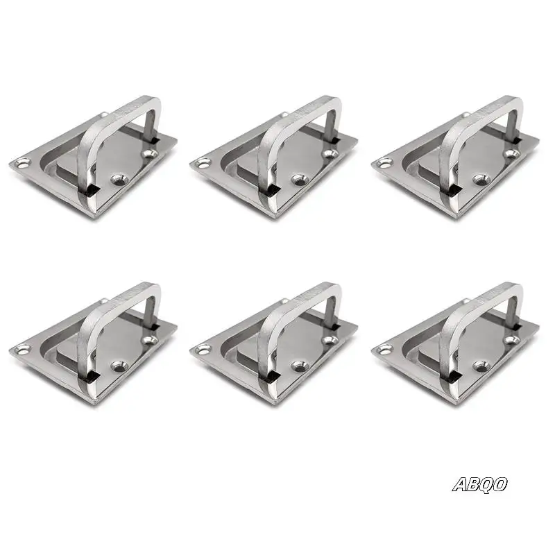 

6X Stainless Steel 316 Flush Lift Ring Hatch Pull Handle Locker Cabinet Boat Marine Hardware