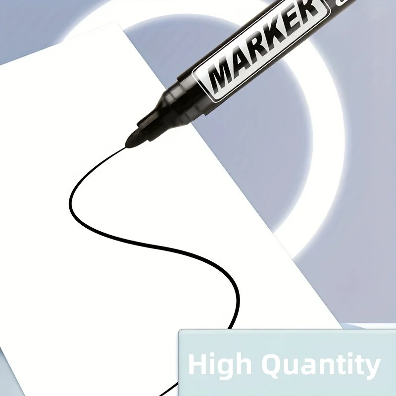 M & G 10 قطعة أقلام تحديد ذات أطراف واسعة سوداء علامات دائمة تعتمد على الزيت للوجستيات المكتبية طرف رصاصة كبير