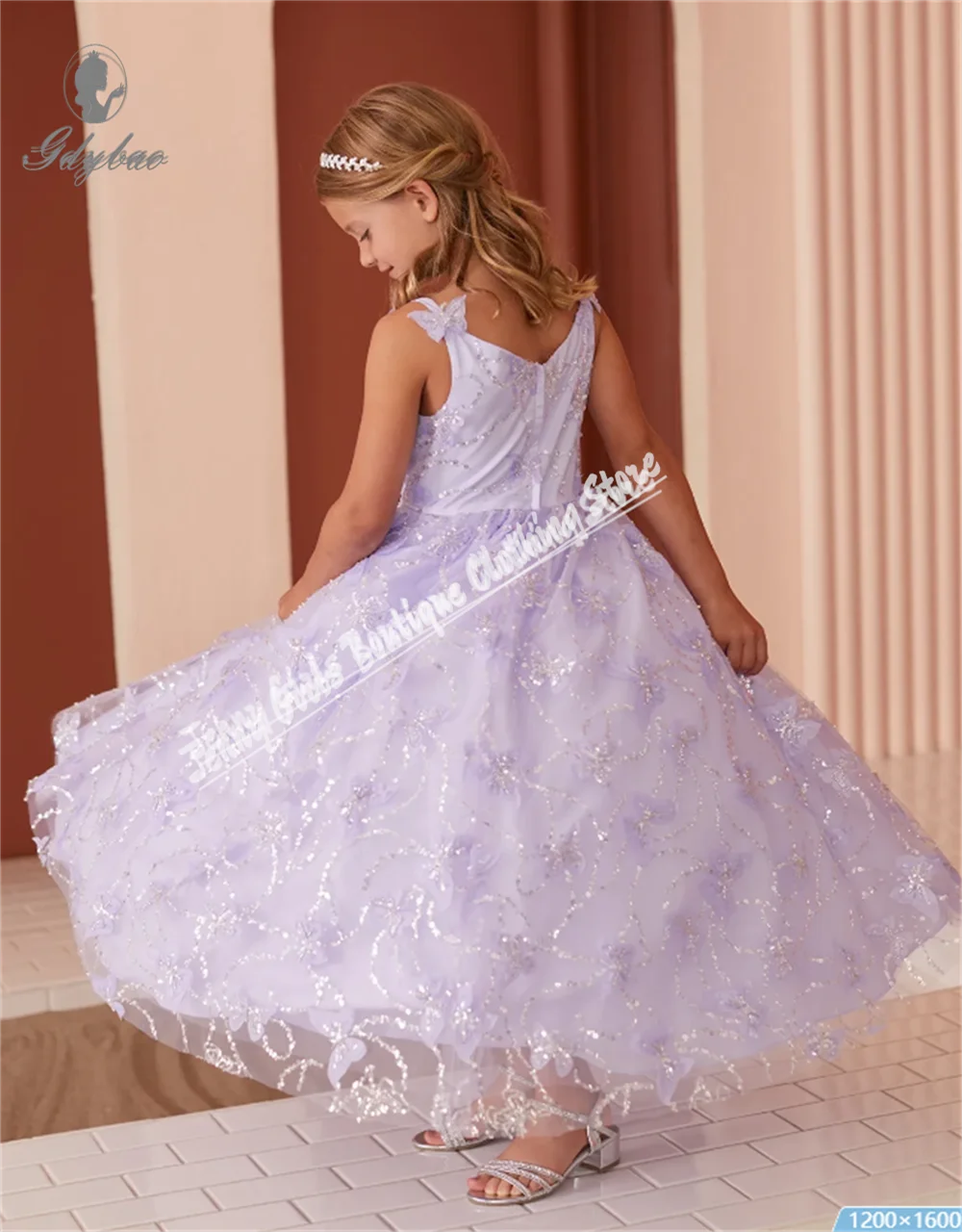 Vestidos elegantes rosas con tirantes finos y lentejuelas, vestidos Dirl de flores para fiesta de niña, boda, primera comunión, ocasiones especiales