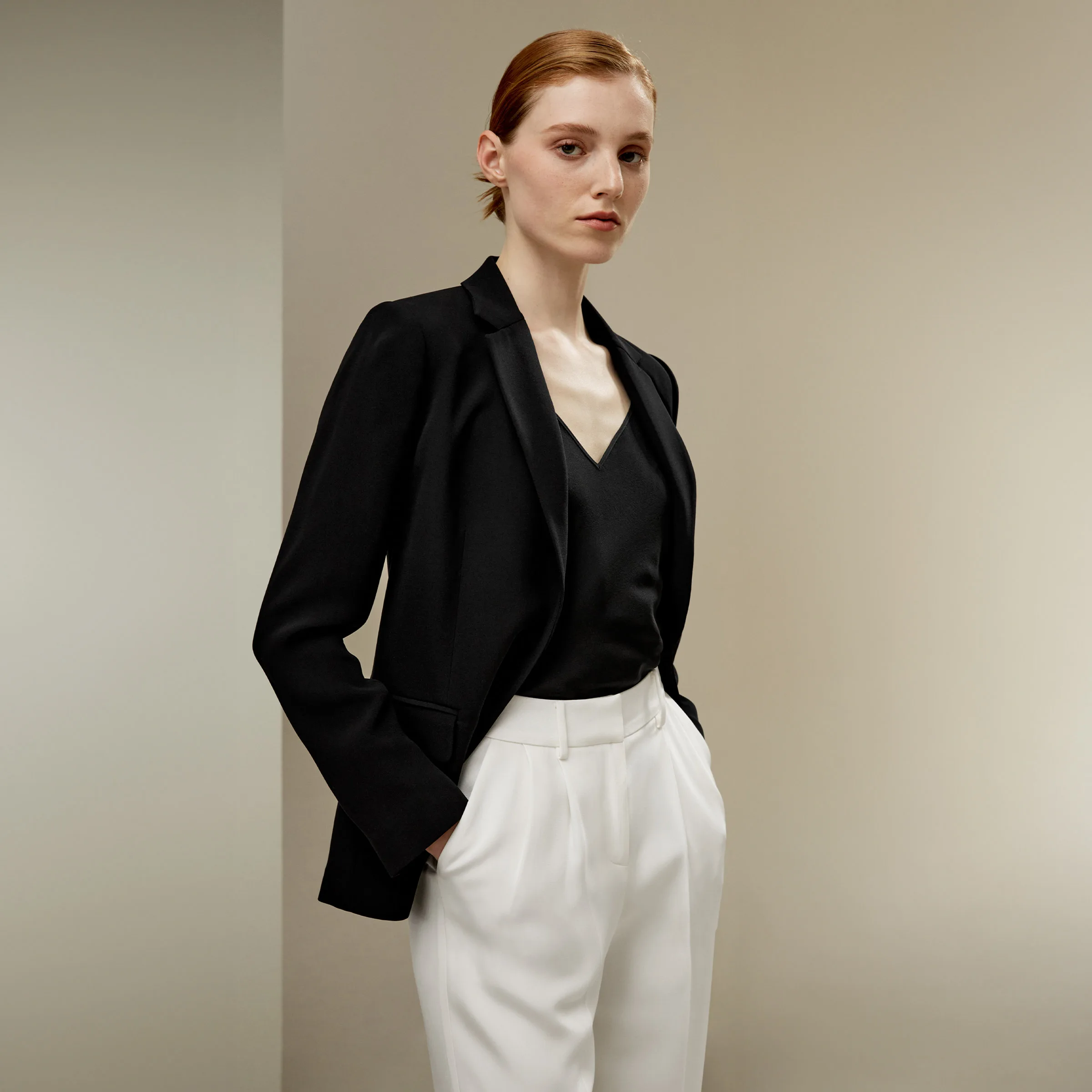 LILYSILK Heavy Silk Crepe Sleek Blazer with Half-lined and Cinches at the Waist