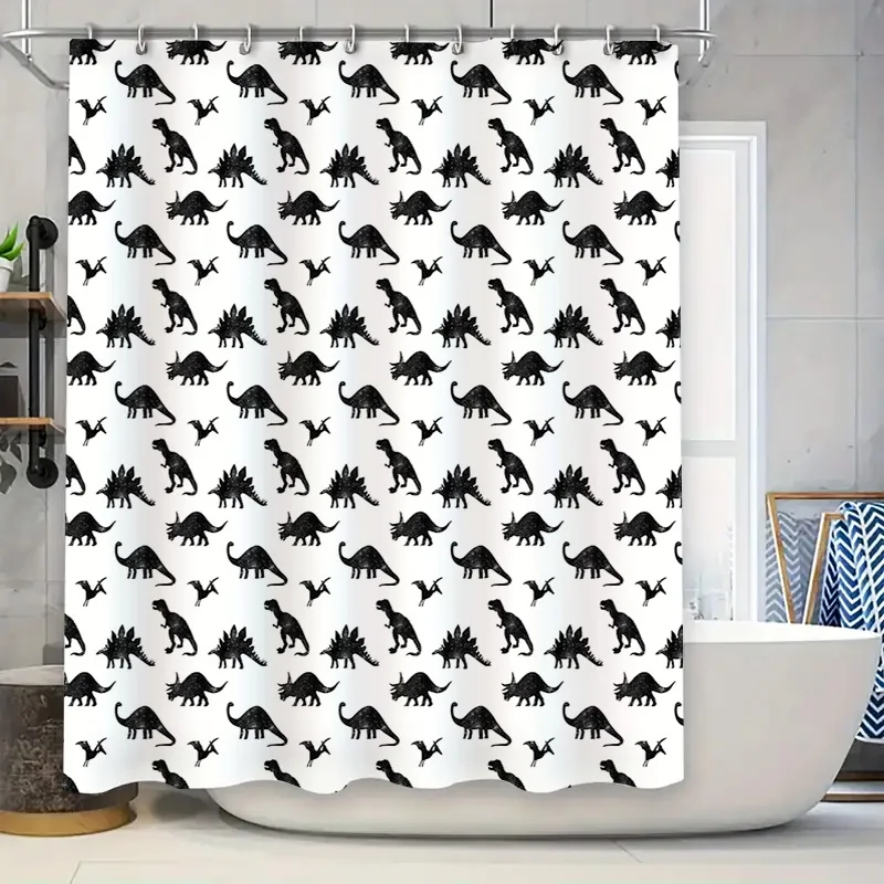 

Bathroom Shower Curtain Dinosaur Pattern Jungle Animals Kids Teen Boys Shower Liner Decor