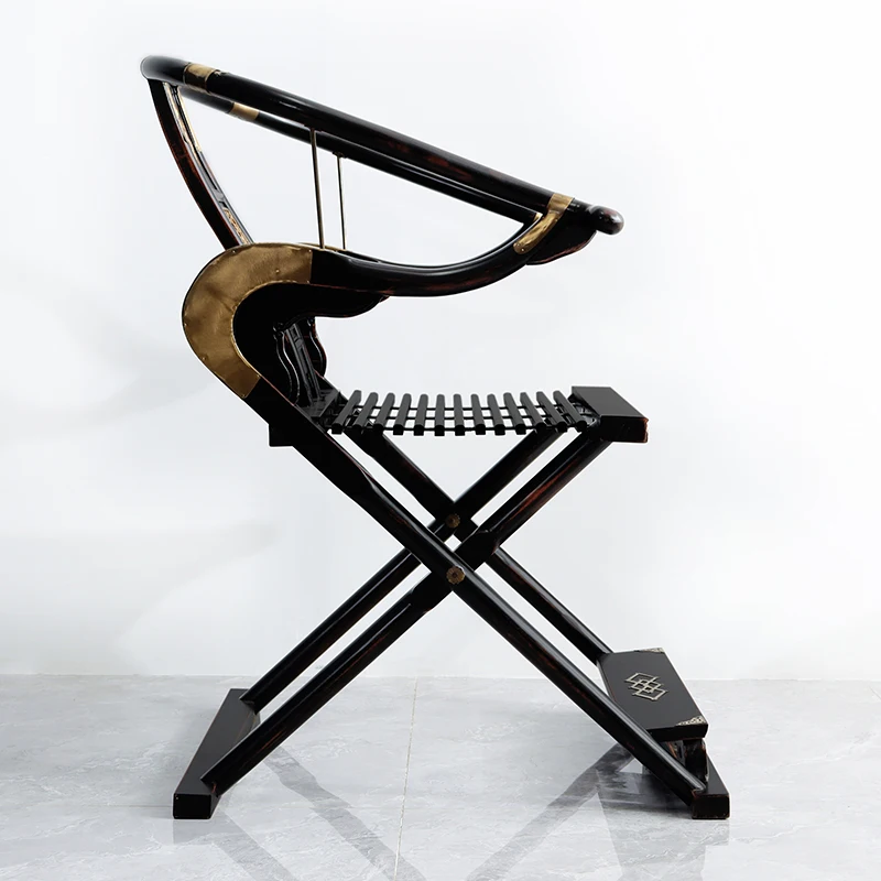 

old elm top Ming and Qing retro old-fashioned Taishi Ming-style head folding carved solid wood chair