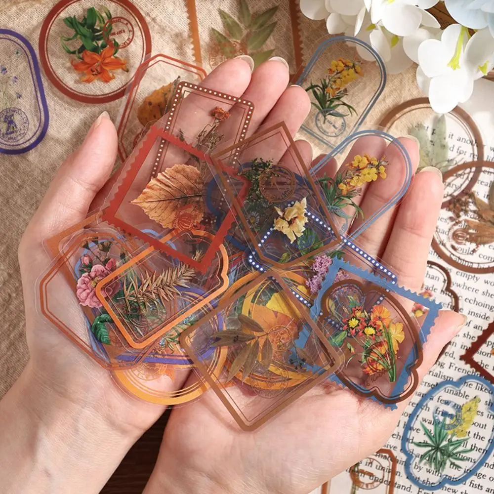 

30 Pcs/Bag PET Flower Plant Sticker Bag Colorful Creative Hand Tent Decorative Material Transparent DIY Scrapbooking Sticker