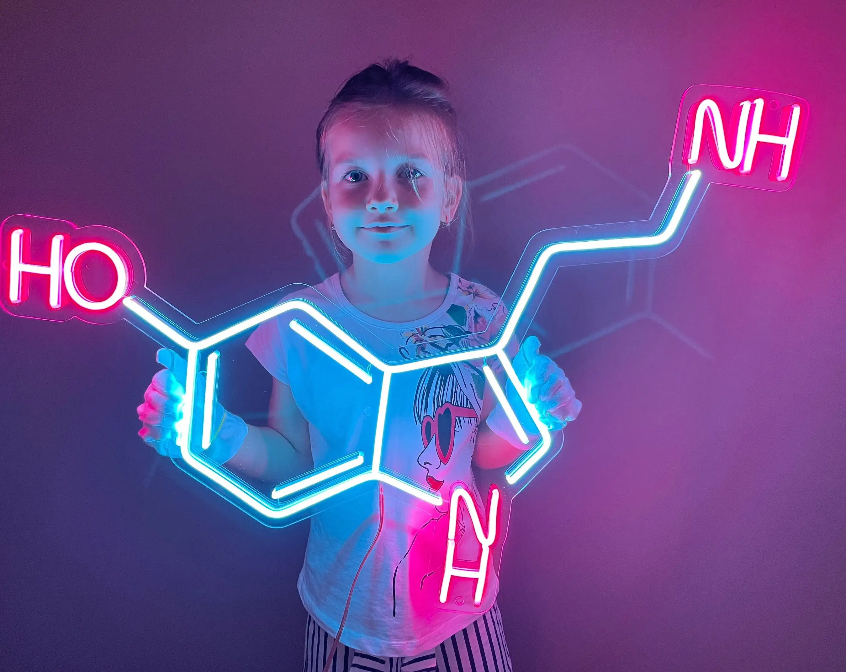 Serotonin Molecule Neon Sign LED Custom Night Light Sign for Game Room Party Decor Oh Baby Neon Light Lets Party Home Decor