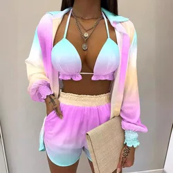 Boho Women's Three-piece Set Summer New Women's Clothing Sexy Three-Piece Suit Beach Fashion Shorts Suit Casual Comfortable