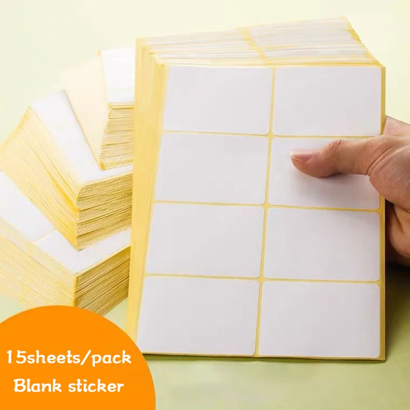 White Blank Paper Label Self Adhesive Sticker Labels Tags Writable Price Label Stickers Stationery supplies 15 Sheets