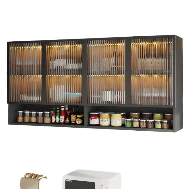 

Solid wood wall cabinet wall cabinet household wine cabinet closet kitchen glass hanging