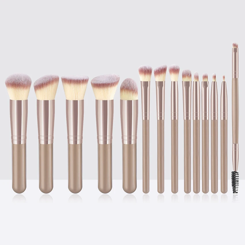 SAIANTTH Neue 14 stücke Make-Up Pinsel Braun Set Flache Slant Kopf Lose Pulver doppel kopf wimpern augenbraue Pinsel Schönheit Werkzeuge