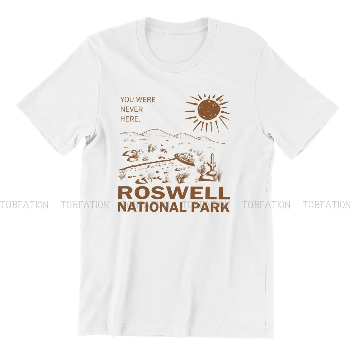 Roswell National Park UFO Flying Saucer Aliens Fashion TShirts Camping Men Style Fabric Streetwear T Shirt Round Neck Oversized