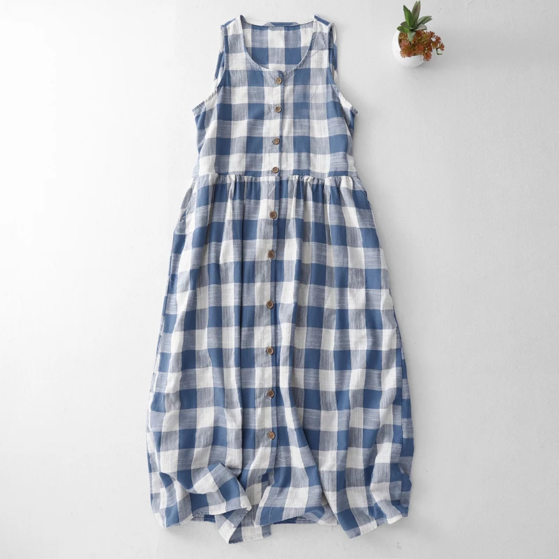 

Милый винтажный летний сарафан-миди в лесном стиле с завязками на талии из хлопково-льняной смеси для женщин на позднюю летнюю пору