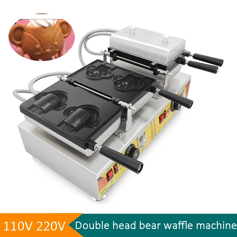 

Commercial Little Bear Waffle Making Machine Cartoon Animal Bear Shape Taiyaki Machine Ice Cream Waffle Cone Baking Equipment