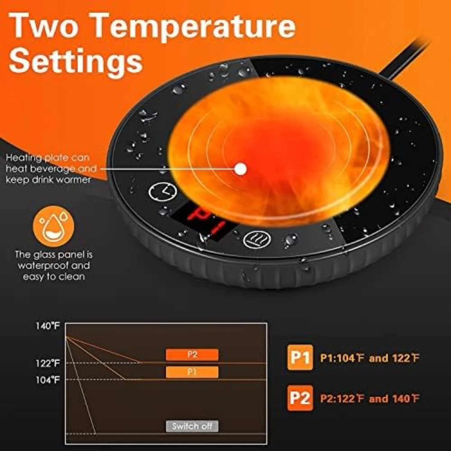 , Scaldacaffè con 2 impostazioni di temperatura, scaldacandele con spegnimento automatico e timer da 1-12 ore, scaldacaffè per scrivania, tazza di caffè, guerra