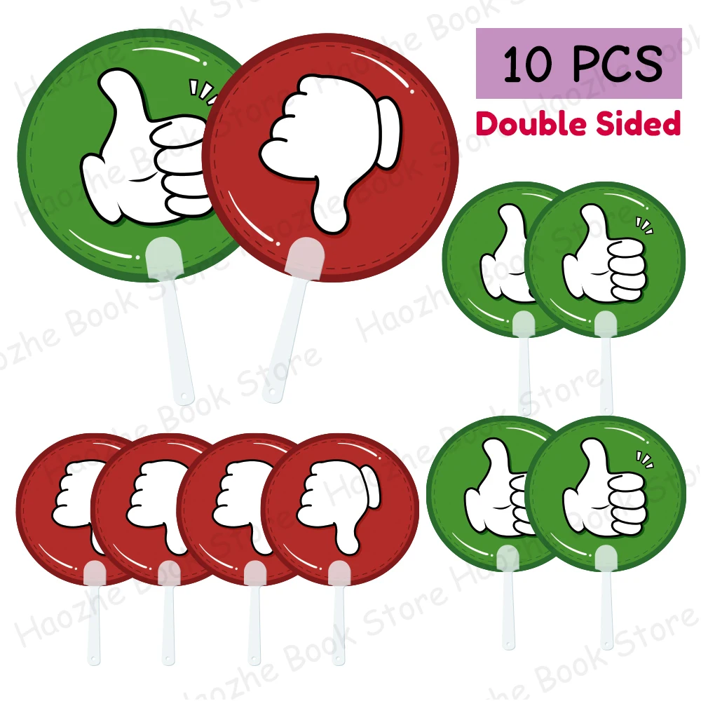 

10 Pcs Thumbs Up Thumbs Down Double Side Plastic Voting Paddles Classroom Event Supplies Answer Interaction Signs Board