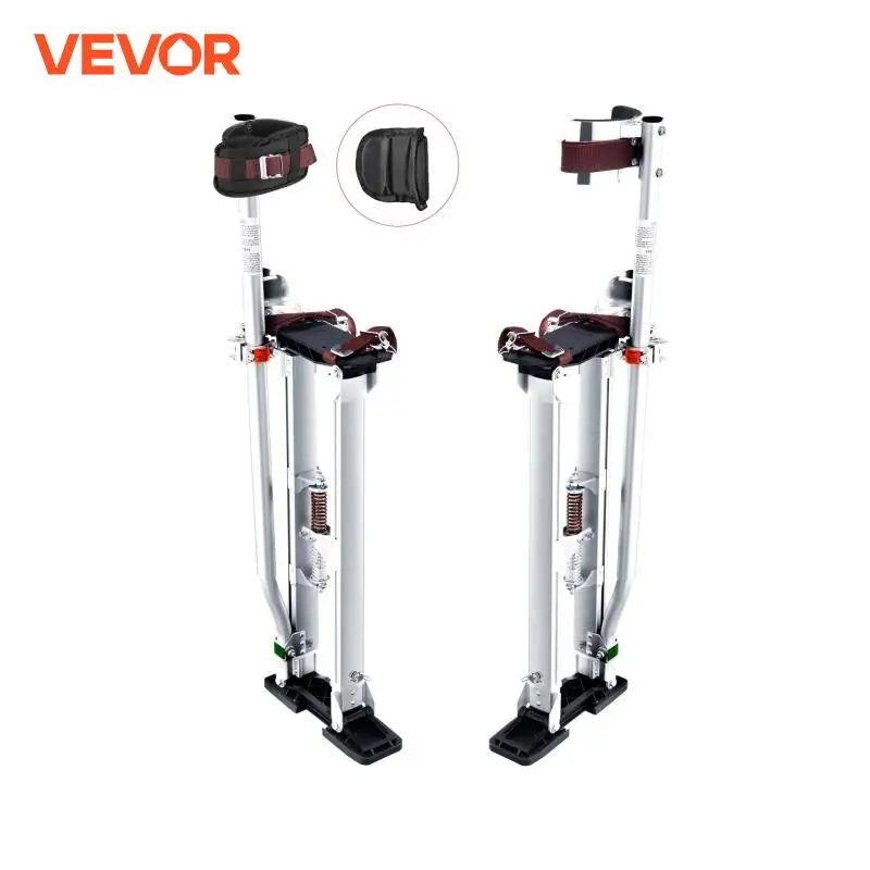 VEVOR Drywall Stilts 24''-40'' Adjustable Aluminum Tool Stilts with Protective Knee Pads Durable and Non-slip Work Stilts Silver