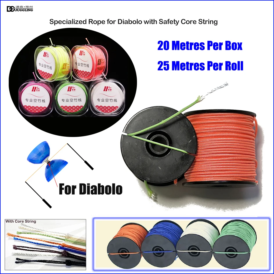 Nylon Yoyo Corda para Diabolo, Corda De Alta Velocidade, Cabo De Algodão Sanduíche, Diâmetro 1.6-1.8mm