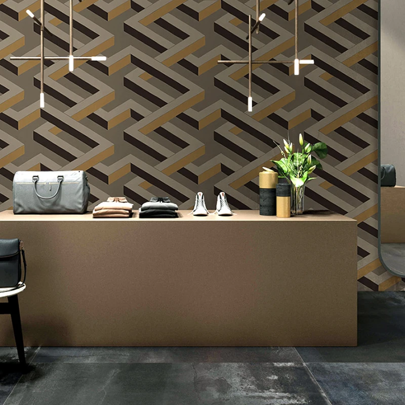 

Modern Fashion ktv Wallpaper 3d Blue Wave Bar Geometric Wallpapers Roll Cafe Shop Wall Decals Project Wall Paper Decor