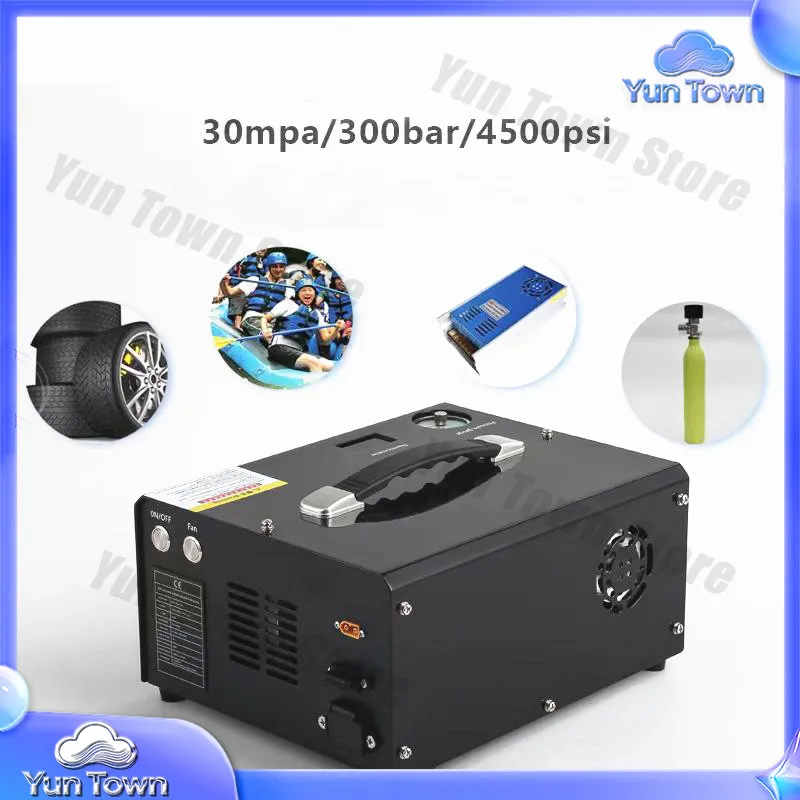 300 Bar 4500 PSI Portable PCP Air Compressor with Built-in 220V/110V Power Adapter for Automatic Pressure Setting and Stop