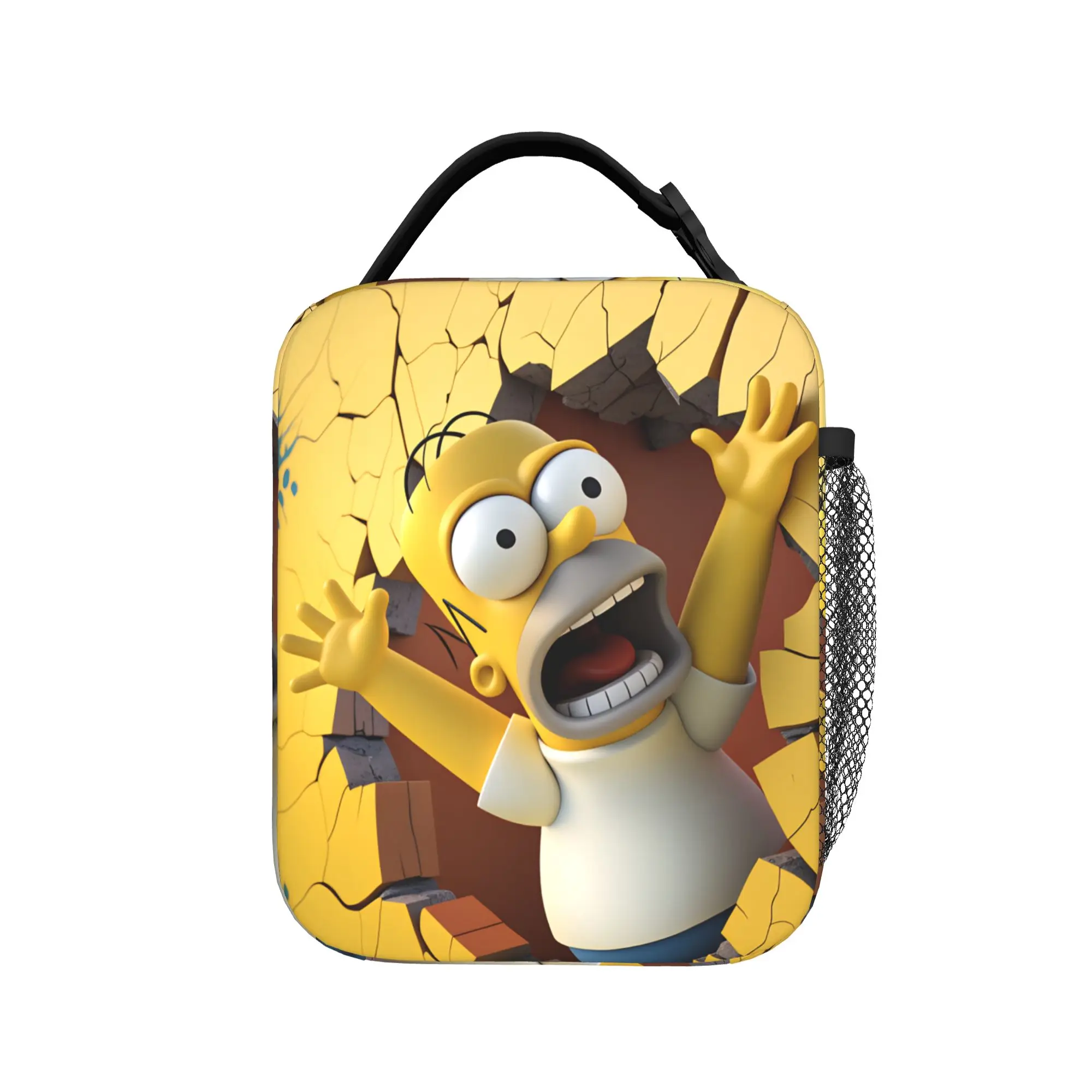 Funny S-Simpsons Homer Breaking Wall Lunch Bag For Women Lunch Box Outdoor Picnic Cooler Bag Portable Oxford Thermal Lunch Bags