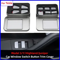 4/7pcs Trim Window Switch Button Cover for Tesla Model 3/Y/ Highland/Juniper 2025 -2017 Window Lift Button Patch Car Accessories