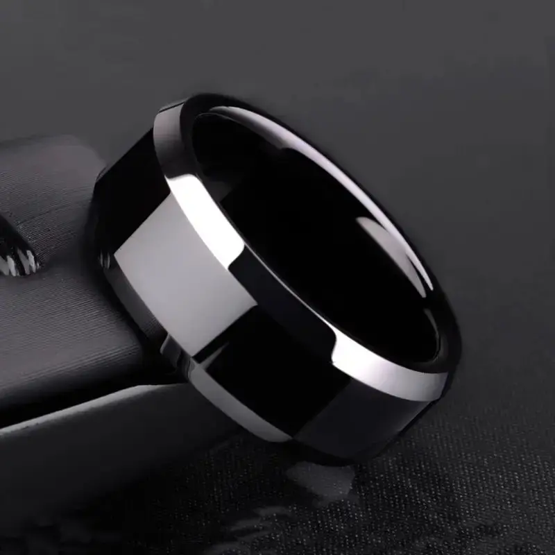 

8Mm Black Stainless Steel Men'S Ring - Comfort Fit, Durable Perfect For Teens & Adults Stainless Steel Rings For Men