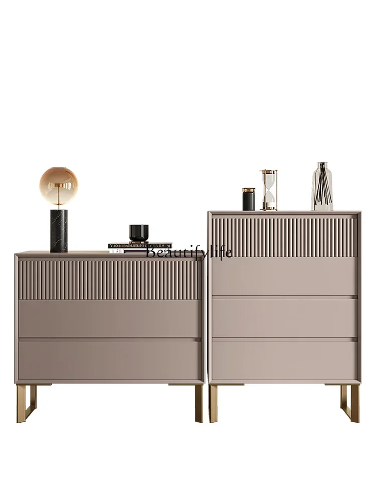 

FG44Italian light luxury solid wood modern simple bedroom storage drawer cabinet living room high and low combination furniture