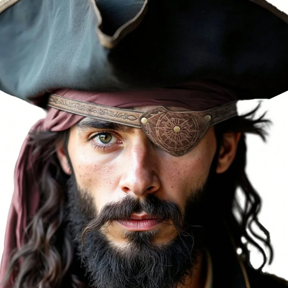 

Medieval PU Leather Pirate One-Eyed Punk Eye Mask Viking Cosplay Renaissance Eye Head Accessories Larp Props Halloween