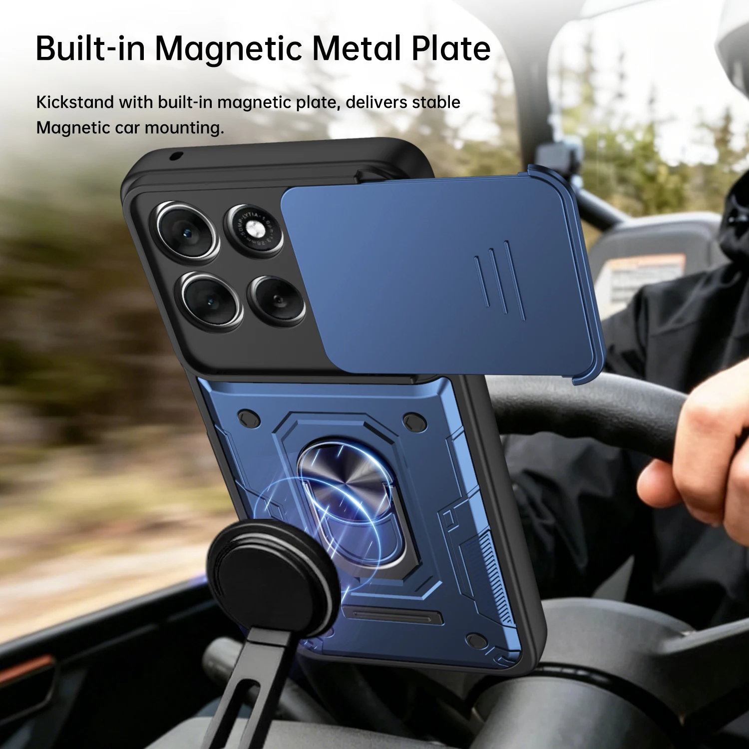 Stoßfeste magnetische Schutzhülle mit Kameraständer und Schiebeverschluss für Motorola G56 G85 G96 G67 G86 Power EDGE 60 70 PRO FUSION ULTRA – Detail 5