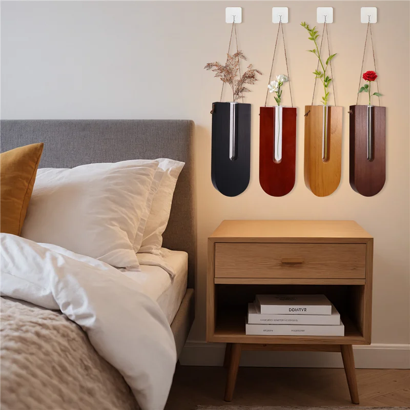 BAAG-ไม้เนื้อแข็งการจัดดอกไม้สไตล์จีนใหม่พืชHydroponicยืนติดผนังHydroponic Simple Wallจี้