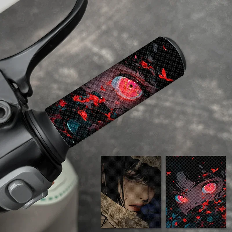 1Pair 2D Flat Anime Girl Handlebar Vinyl Stickers, Waterproof Decal for Motorcycle Scooter Decor, Holiday Gift