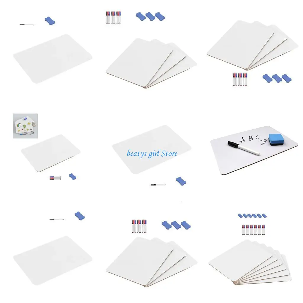 

C7AB 1/3/6 Pcs Small Whiteboards Message Board with Eraser Double-Sided Whiteboard