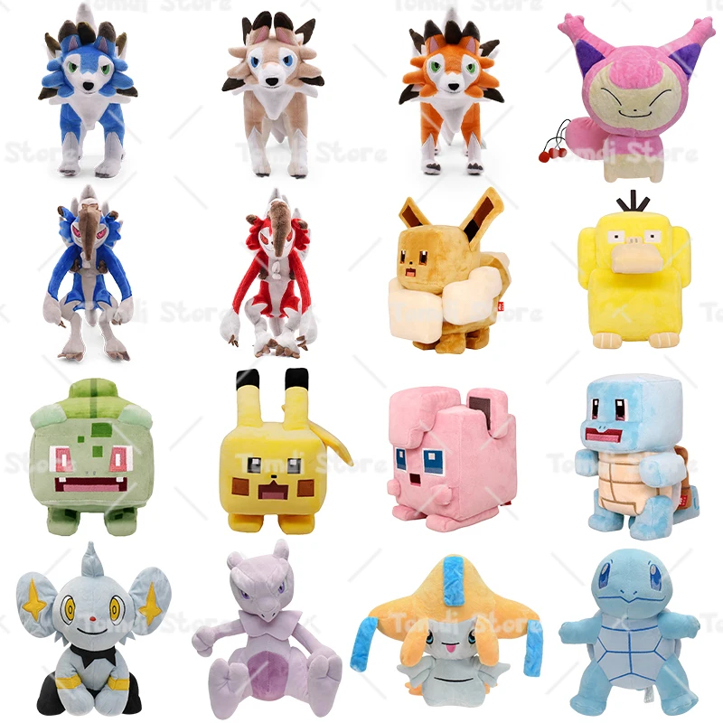 Pokemon Plush Lycanroc Shinx Jirachi Skitty Raichu Mewtwo Pikachu Bulbasaur Squirtle Eevee Jigglypuff Psyduck Stuffed Toy