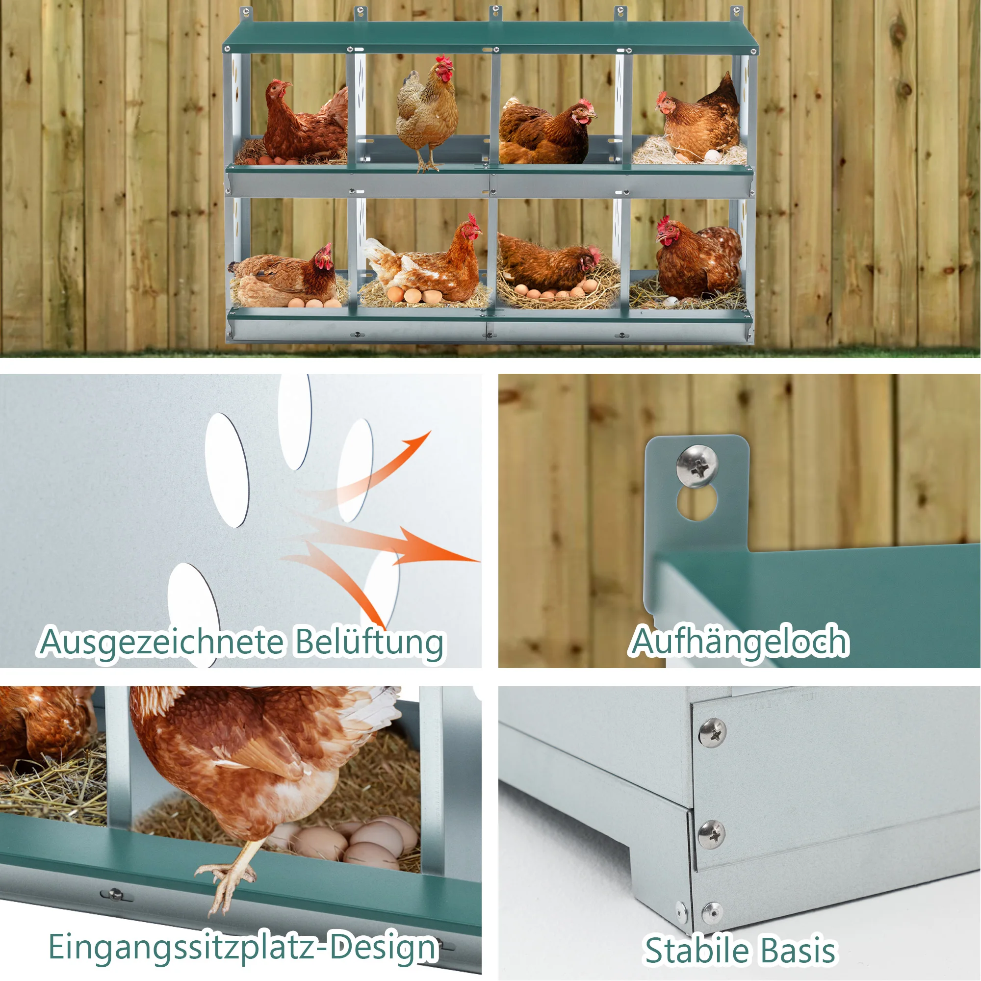 

Металлические настенные гнездовые ящики для кур на 6-8 отделений, для сбора яиц, аксессуар для курятника